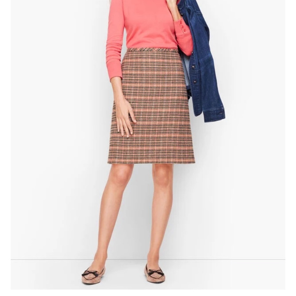 NWT Talbots A-line coral multi-color skirt